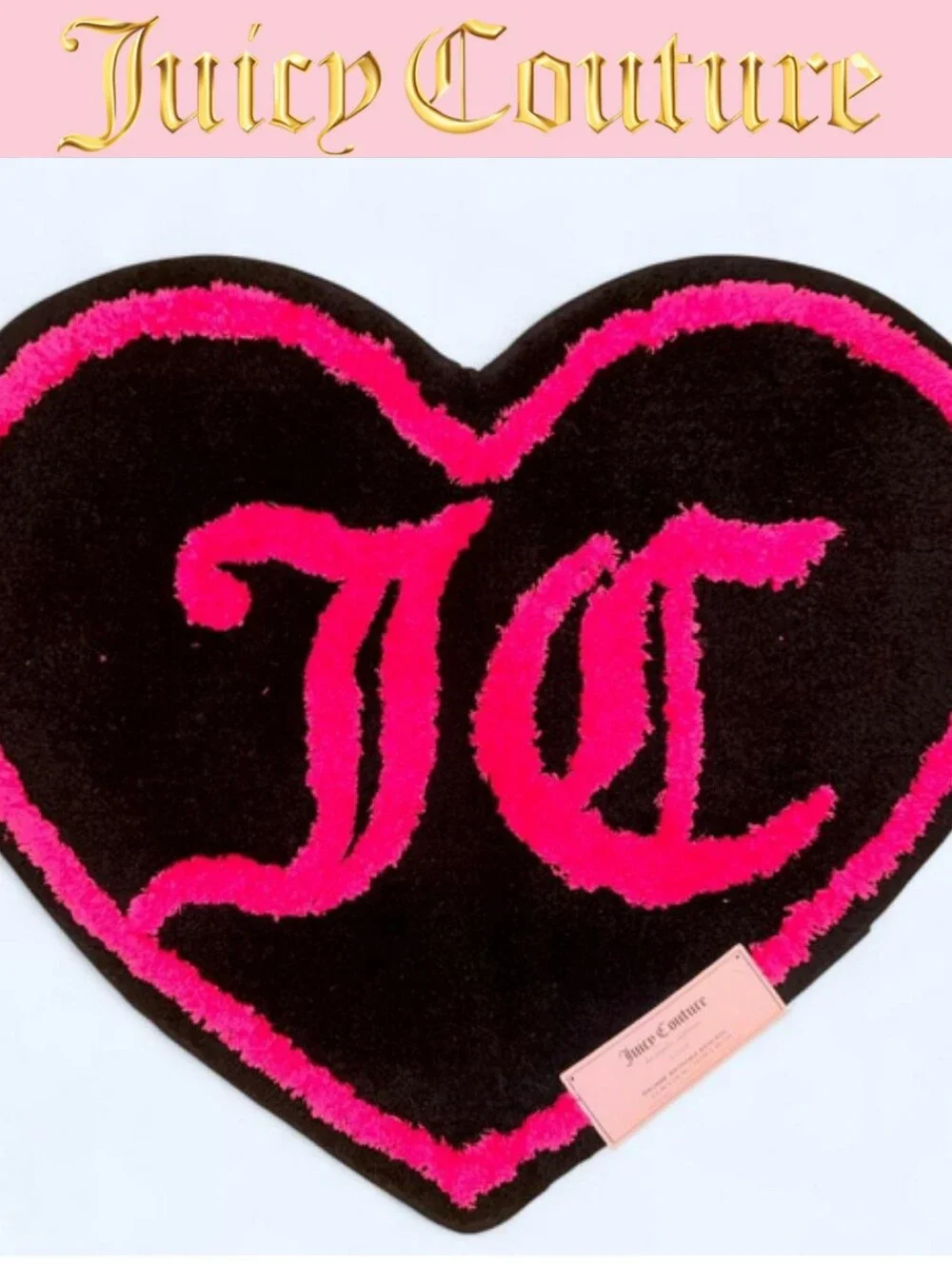 Juicy Couture Home JC Logo Heart-Shaped Machine Washable Bath Rug